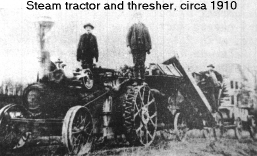 steam engine and threshing machine